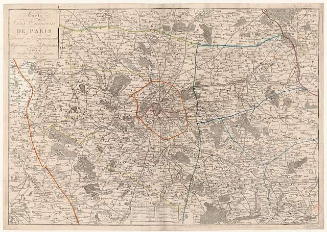 Carte Des Environs De Paris Divisés En Départements Préfectures Et Sous Préfectures