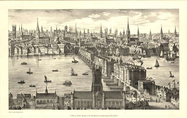 A View of London Bridge in the Year 1616, from an Engraving by John ...