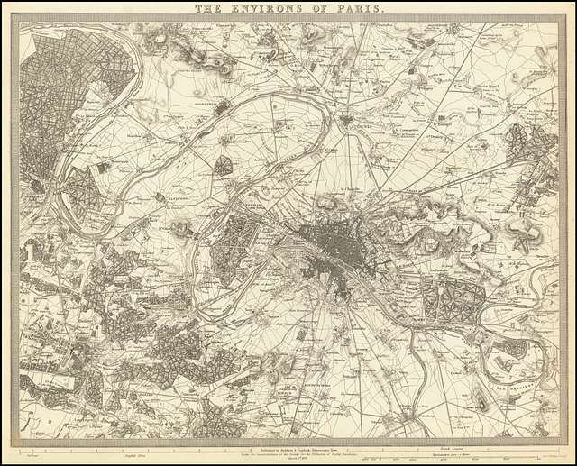 1832 map of The Environs of Paris - Public domain map - PICRYL - Public ...