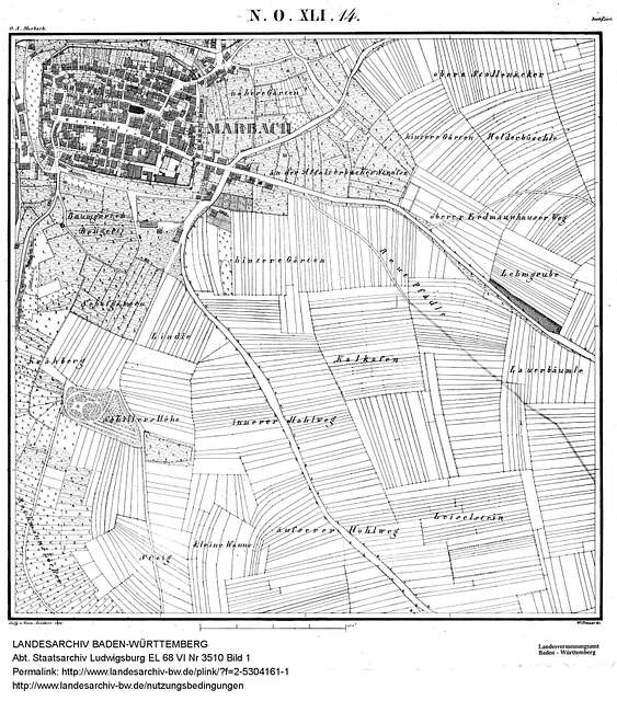 Marbach Stadtplan UFK 1832 LABW StA LB Kartenblatt NO XLI 14 - PICRYL ...