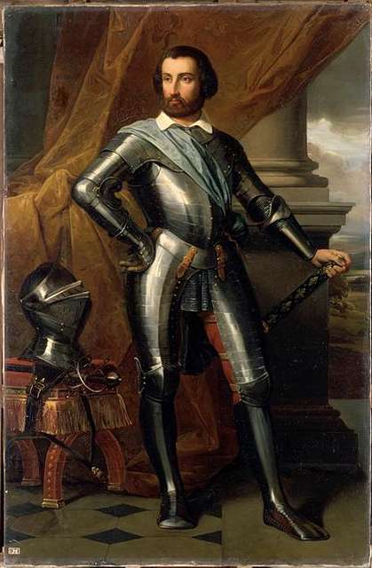 Portrait of Louis XIII in armor. Painting on copper. Mod…