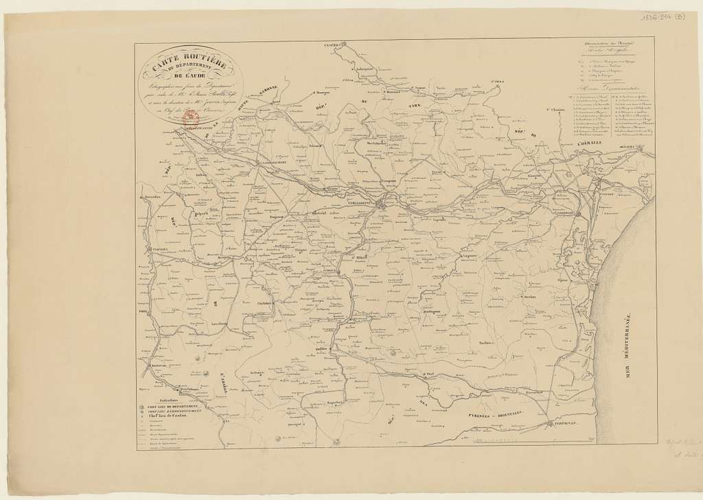 Carte routière du département de l'Aude - PICRYL - Public Domain Media ...