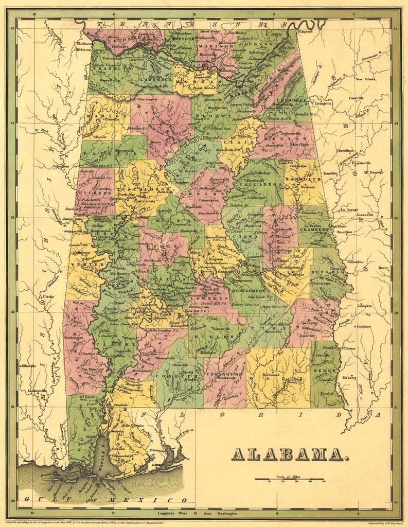 1838 Map of Alabama counties - PICRYL - Public Domain Media Search ...