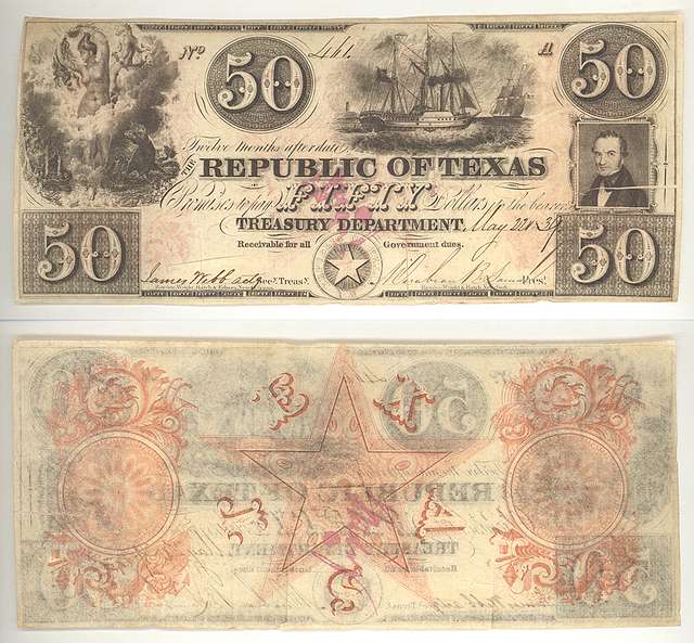 Fifty Dollars: Republic of Texas 1840 – The Antiquarium Antique