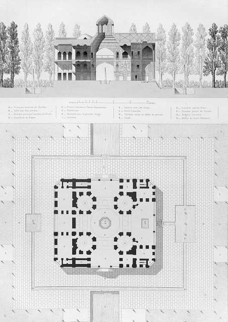 Hasht Behesht, Plan and section by Pascal Coste - PICRYL - Public ...