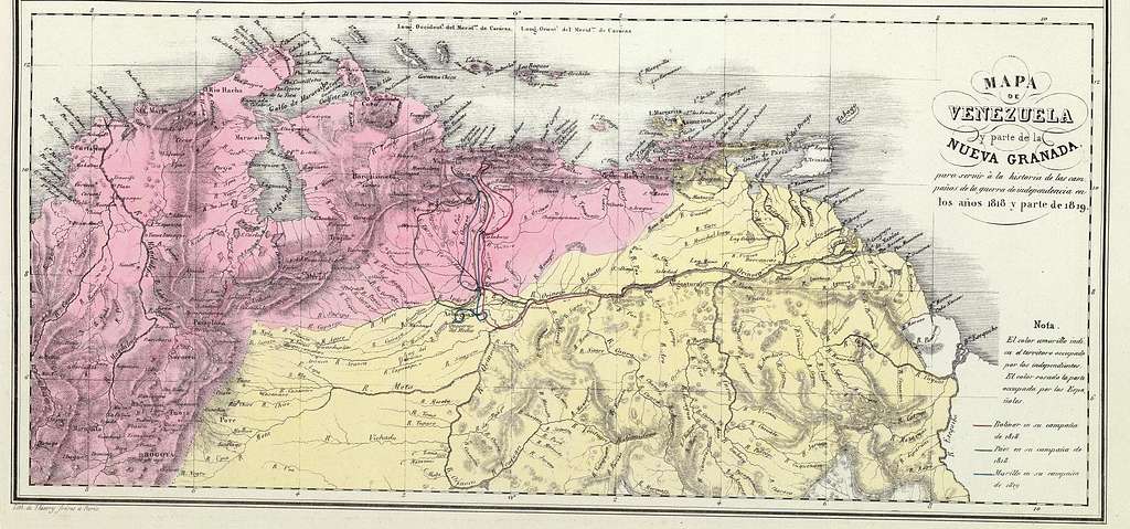 Mapa De Las Campañas Militares De La Tercera Republica De Venezuela Por 