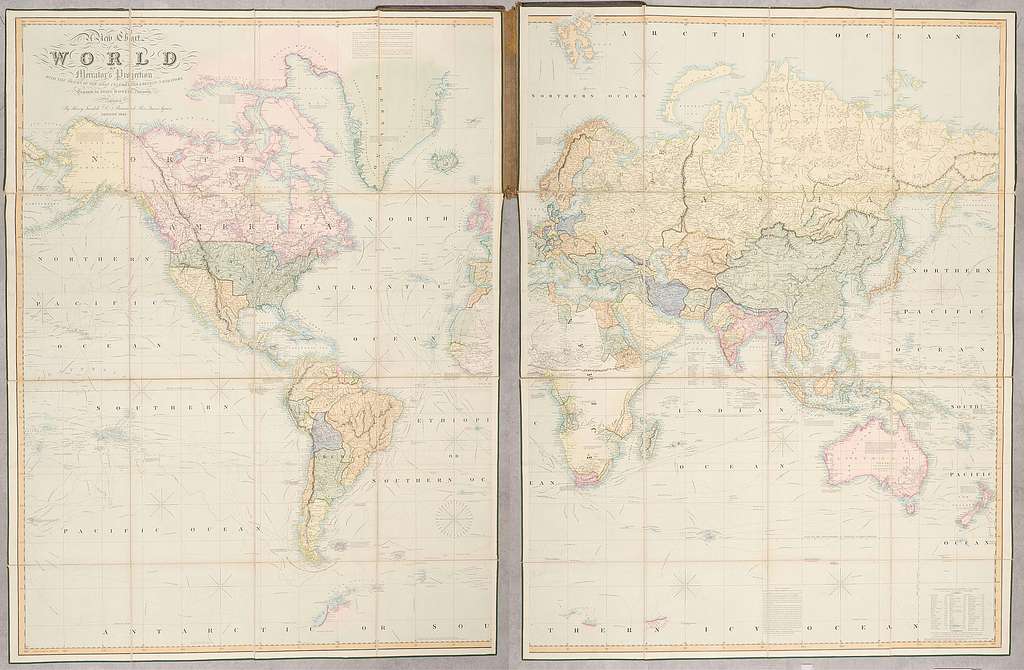 A New Chart Of The World On Mercator's Projection With The Tracks Of ...