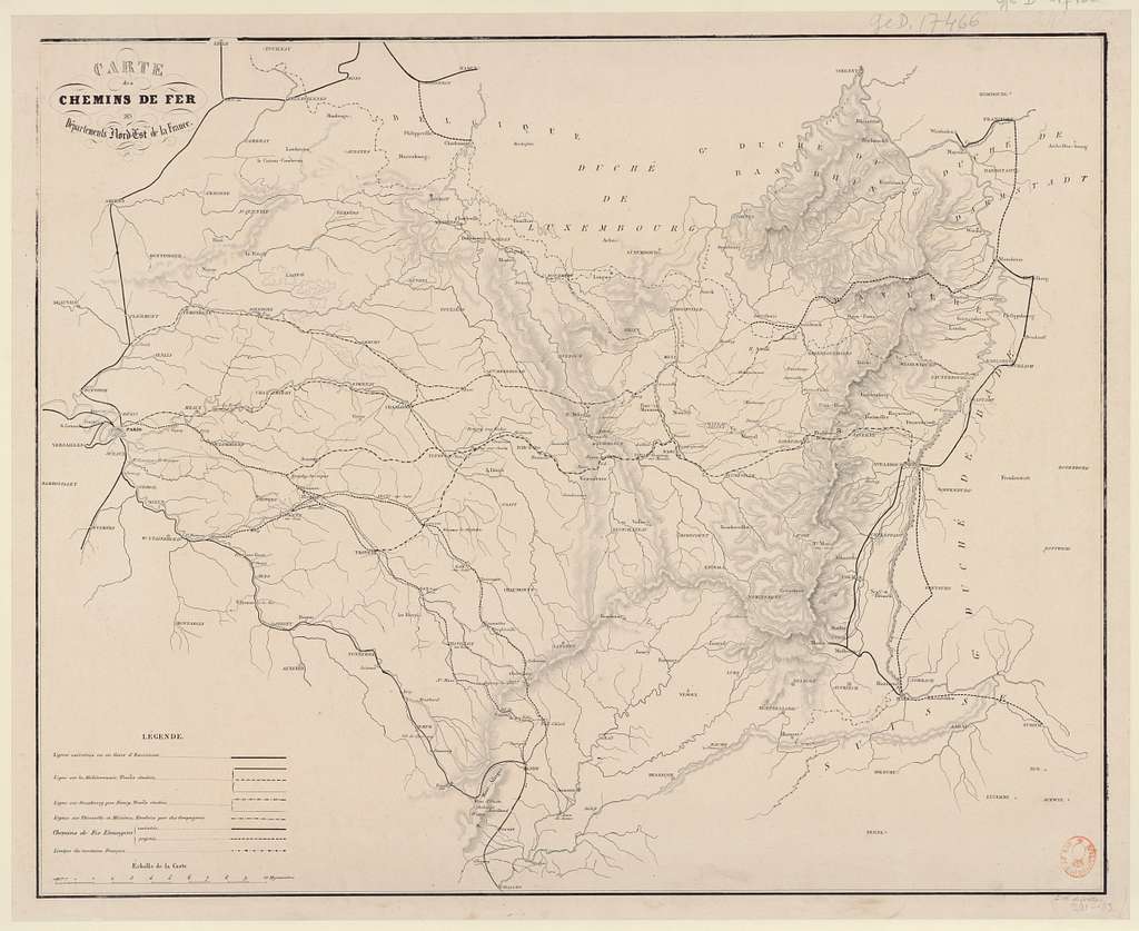 Carte des chemins de fer des Départements Nord-Est de la France ...