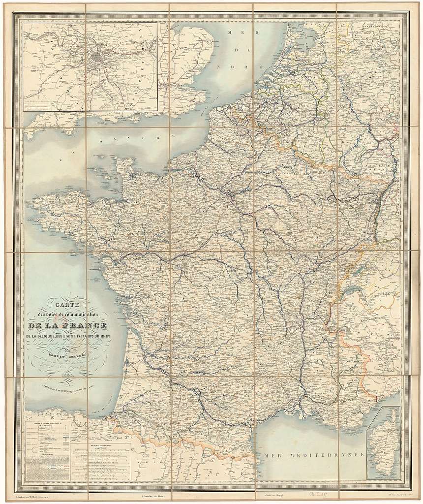 Carte Des Voies De Communication De La France, De La Belgique, Des ...