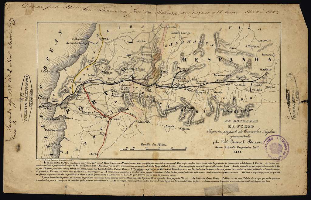 Mapa dos caminhos de ferro em Portugal 1895 - PICRYL - Public Domain Media  Search Engine Public Domain Search