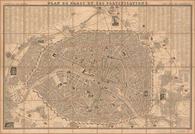 Plan de Paris et ses fortifications by Maillard & Toussaint, 1846 ...