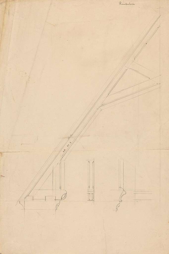 Augustus Pugin - Design for the Roof Truss, Rampisham Rectory - B1977 ...