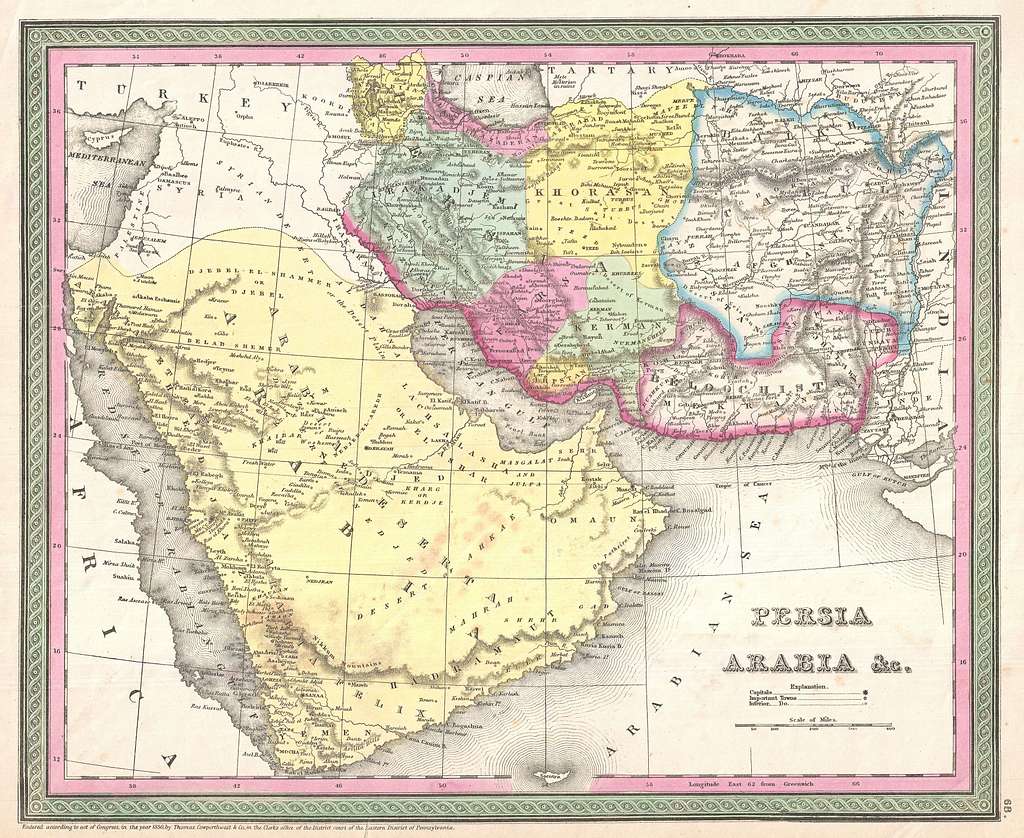 1850 Mitchell Map of Arabia, Persia, Afghanistan - Geographicus ...