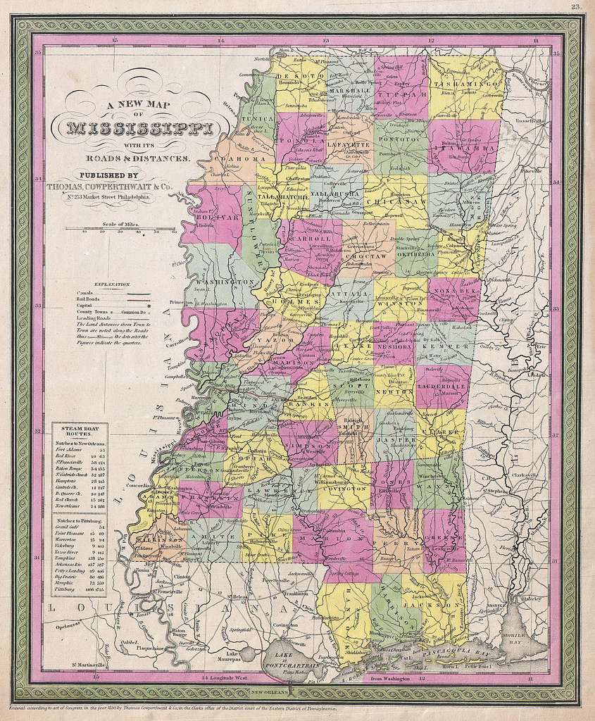 MITCHELL SAMUEL AUGUSTUS Map of the States of Louisiana Miss