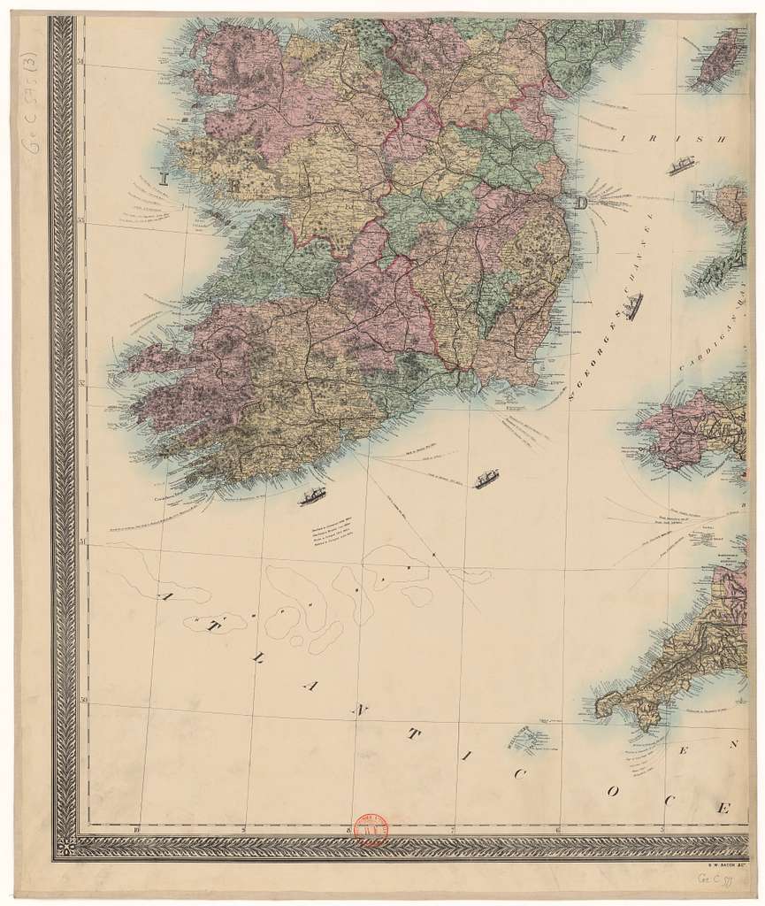 Britanniques (iles). - Lloyd's Topographical Railway And County Map Of 