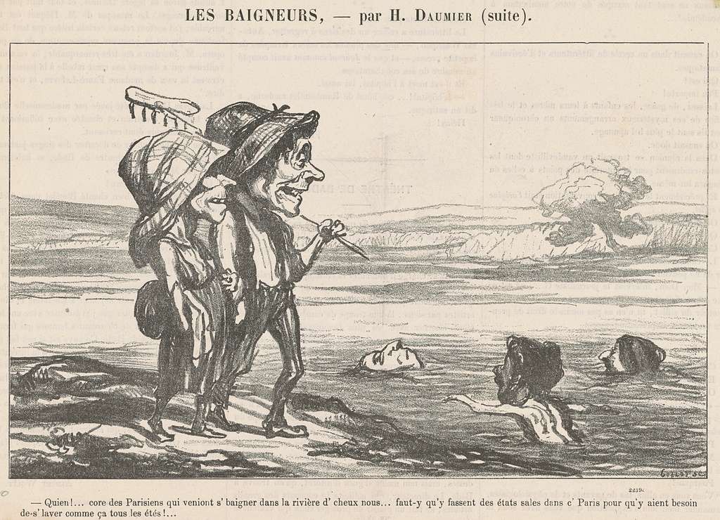 Honoré Daumier, Quien! ... Core des parisiens qui veniont s'baigner ...