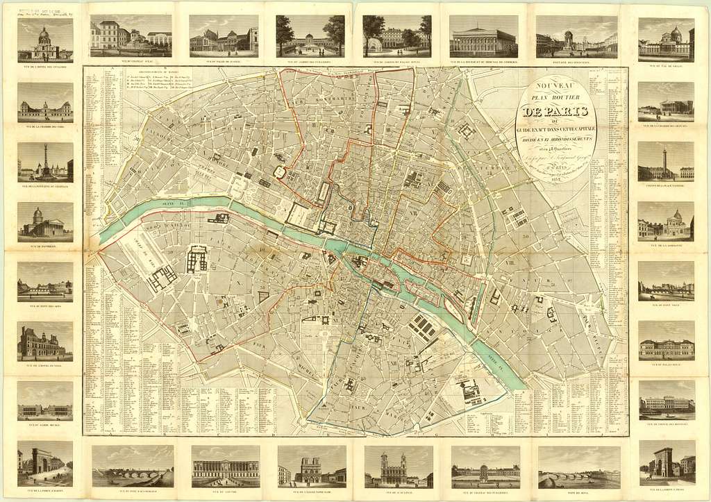 1900 Fontainebleau near Paris, France map. Antique. Château de  Fontainebleau.