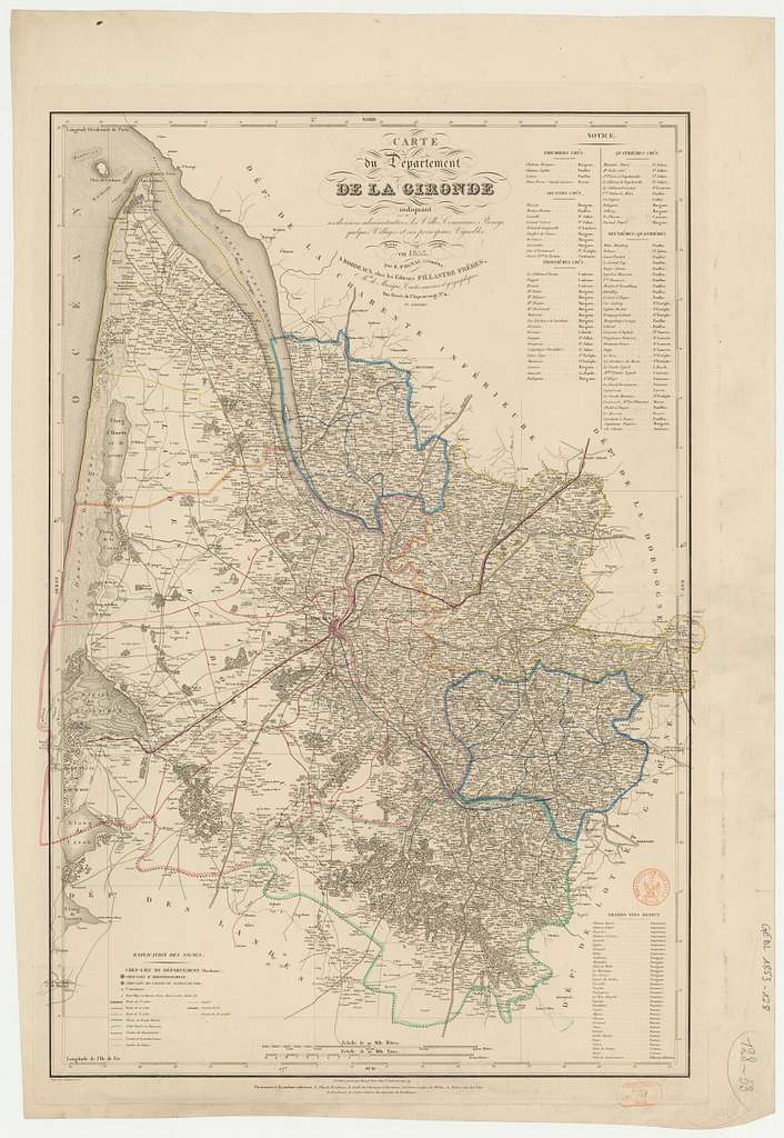 Carte du département de la Gironde - 1853 - PICRYL Public Domain Search