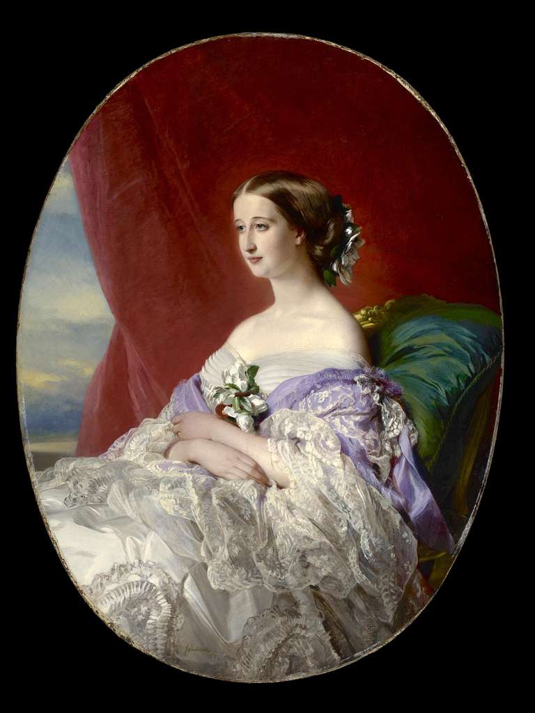  Empress Eugenie Of France N(1826-1920) Empress Of The French  1853-1871 Empress Eugenie Of France And Ladies Of Her Court Steel Engraving  After The Painting By Franz Xavier Winterhalter Poster Print by