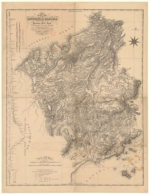 Map of the isthmus of Panama representing the line of the Panama rail ...