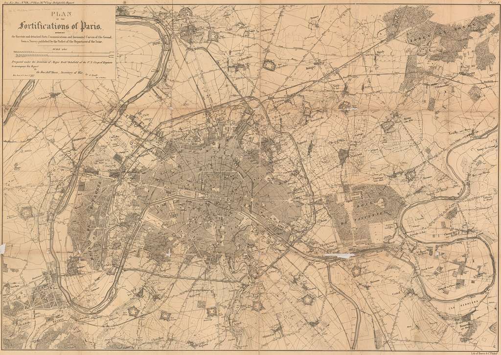 Plan of the fortifications of Paris by Ranfft, 1857 - Stanford ...