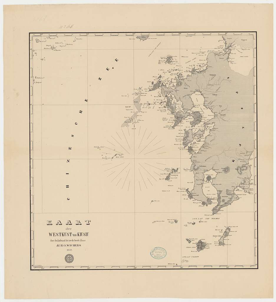 Kaart der Westkust van Kiusiu - H.O. Wichers ; lith. C. Oehler ...