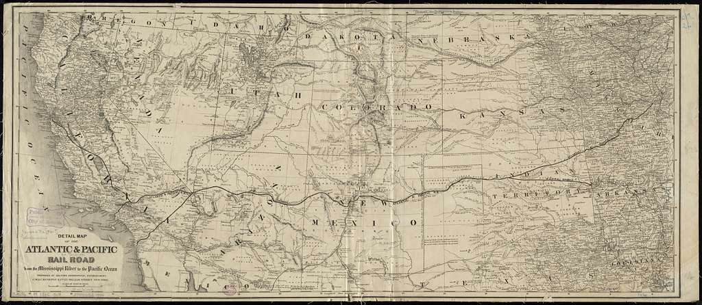 1860s Detail Map Of The Atlantic And Pacific Rail Road From The