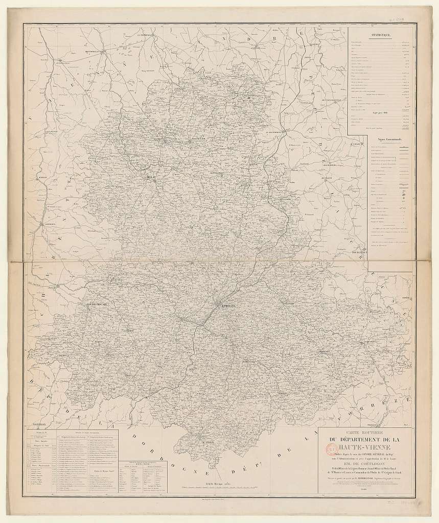 Carte Routière Du Département De La Haute-Vienne... - Dressée Et Gravée ...