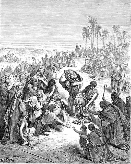 Jesus Feeding Multitude A drawing of a group of people gathered