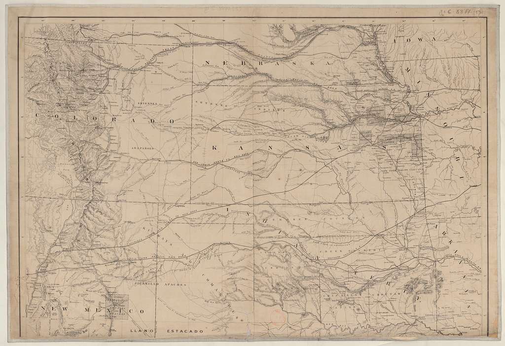 Map of the States of Kansas and Texas and Indian Territory, with parts ...