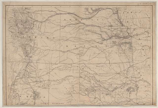 Map of the States of Kansas and Texas and Indian Territory, with parts ...