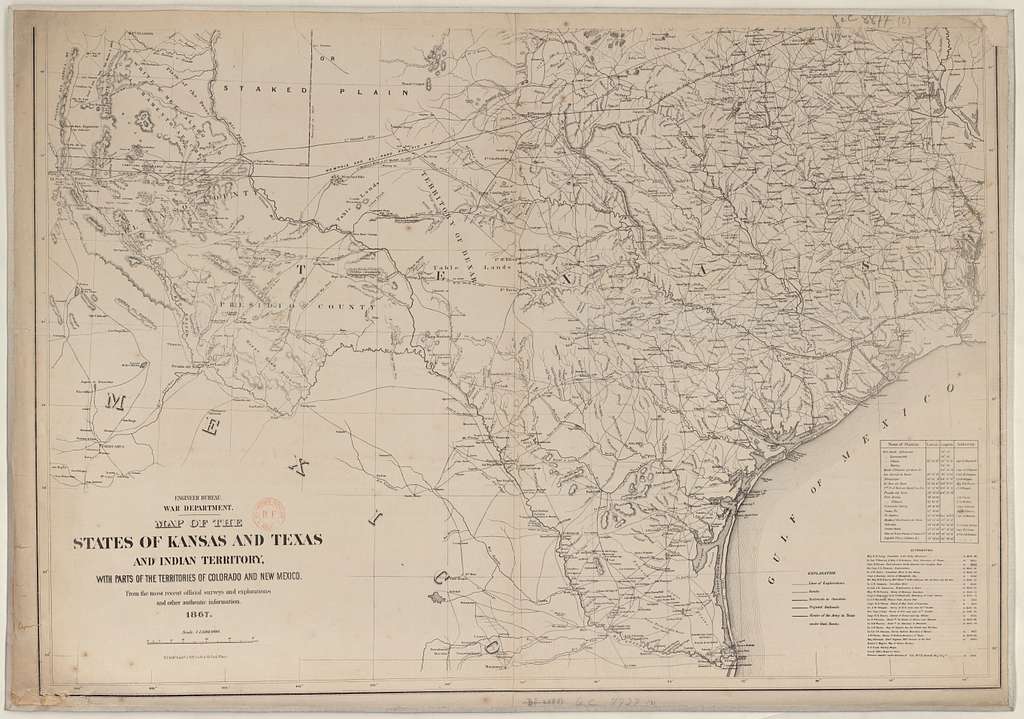 Map of the States of Kansas and Texas and Indian Territory, with parts ...