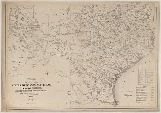 Map of the States of Kansas and Texas and Indian Territory, with parts ...