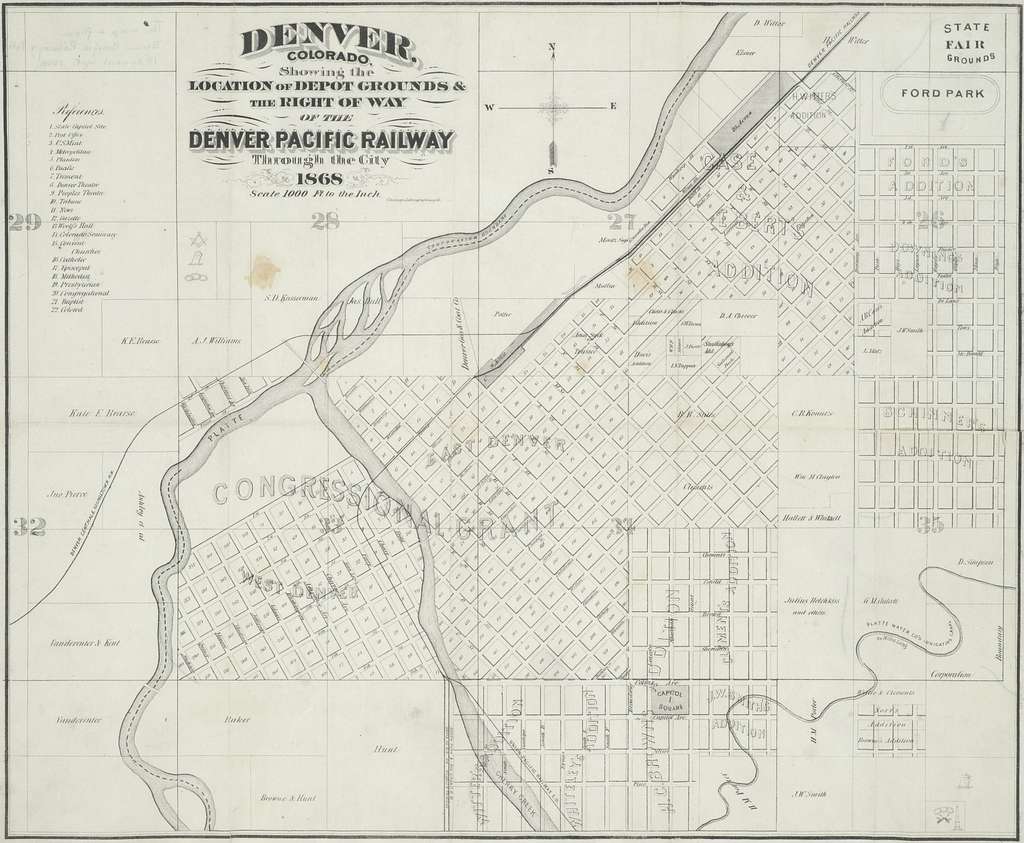 Denver, Colorado, showing the location of depot grounds and the right