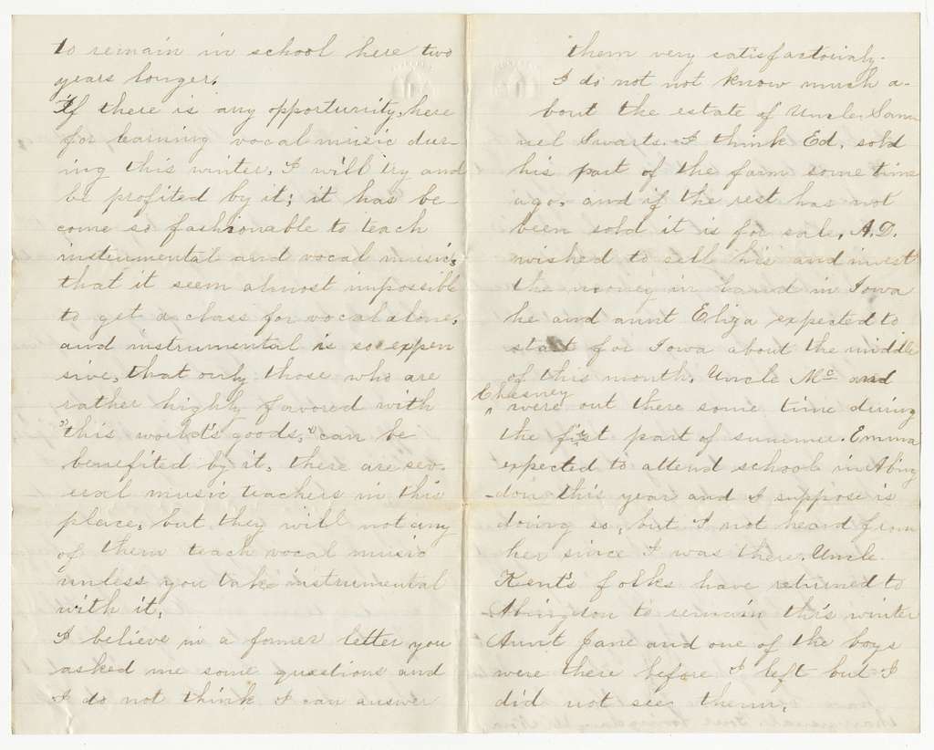 Narcissa Latimer letter to Alexander Latimer, September 19, 1869 - DPLA ...