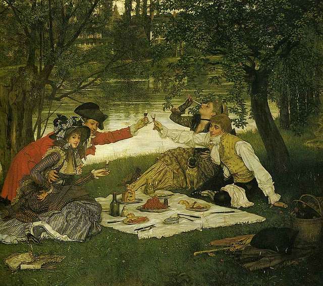 Partie Carree Tissot A painting of a group of people having a