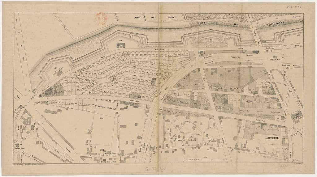 Plan de lotissement du quartier d'Auteuil entre la gare et la porte de ...