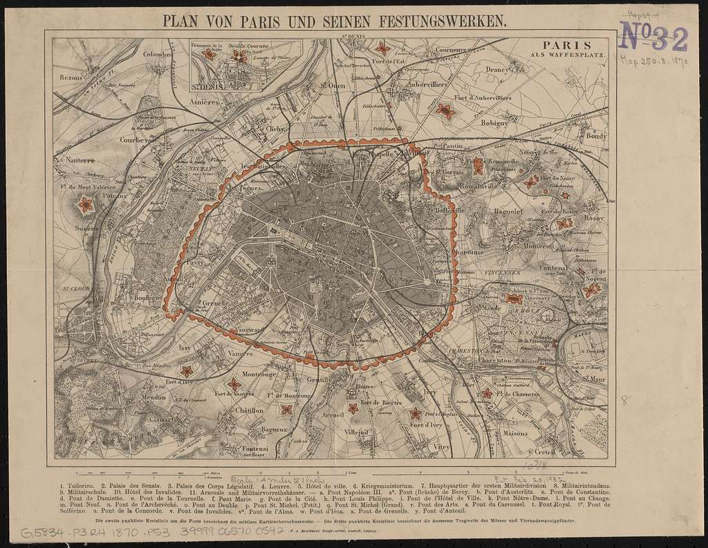 Plan Von Paris Und Seinen Festungswerken - Norman B. Leventhal Map ...