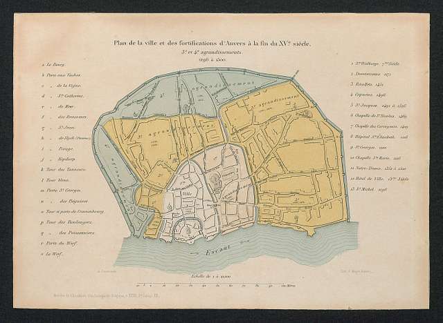 Plan Van De Stad En De Fortificaties Van Antwerpen Op Het Einde Van De ...