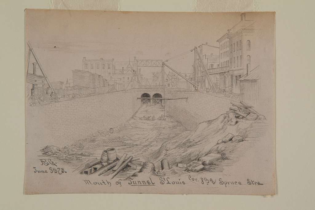 Pencil Drawing Of The Mouth Of A Railroad Tunnel By A.B. Greene ...