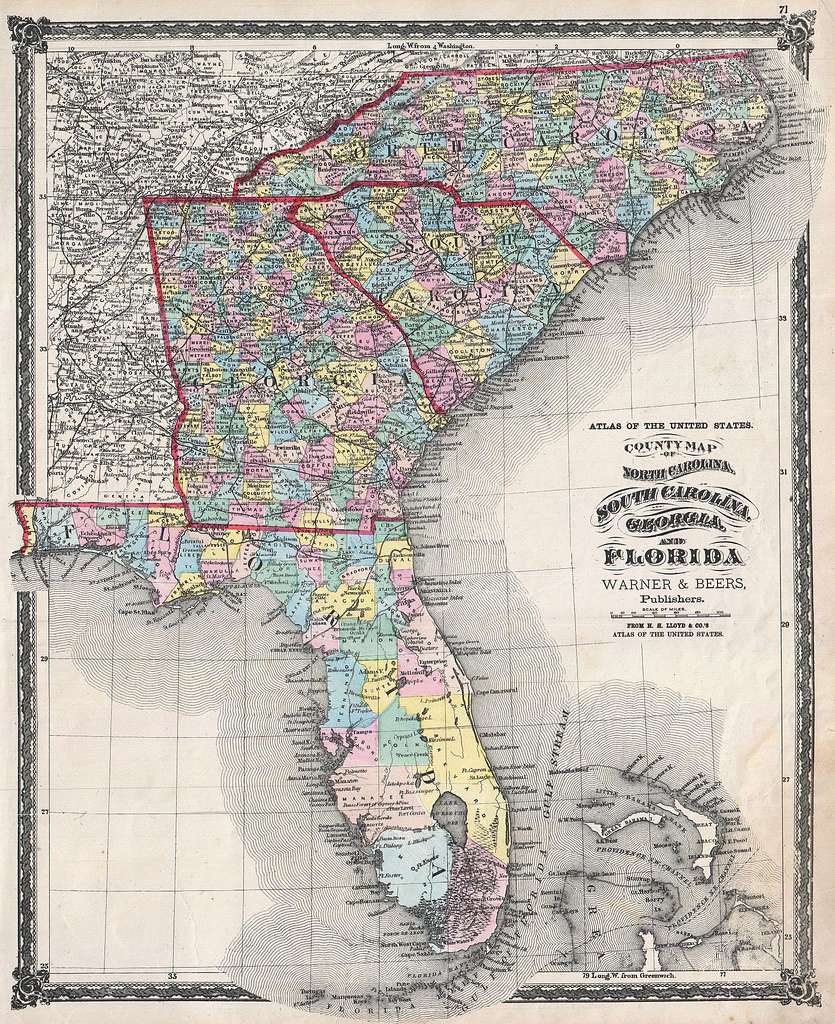 Map Of Ga And Nc 1874 Beers Map Of Florida, Georgia, North Carolina And South Carolina -  Geographicus - Ncscgafl-Beers-1874 - Picryl Public Domain Search