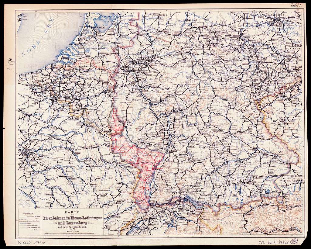 Karte der Eisenbahnen in Elsass-Lothringen und Luxemburg und ihrer ...