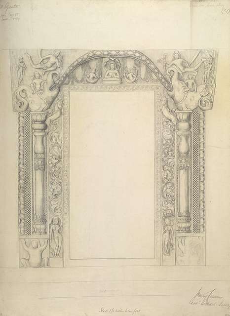 Ajanta Cave 6, shrine door artwork, lower storey, 1878 sketch - PICRYL ...