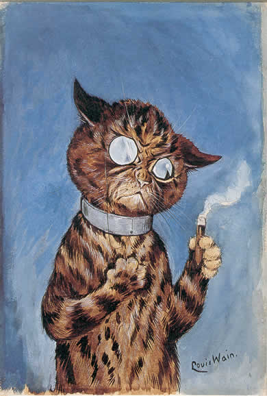 Louis Wain Cat Victorian 1900 Art Black And White Hair Cat Print Poste – Art  Unlimited