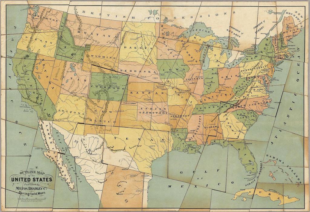 Dissected Outline Map of the United States of America (Milton Bradley ...