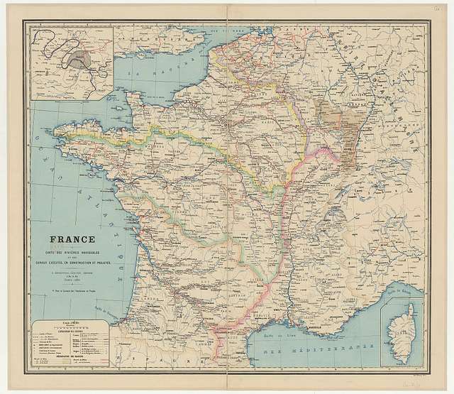 France. Carte des rivières navigables et des canaux exécutés, en ...