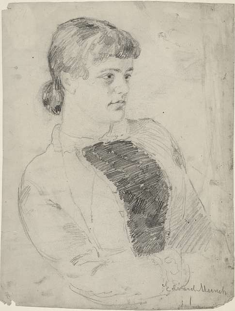 Anna Dahl (later Munch) - pencil sketch by Edvard Munch 1882 - PICRYL ...