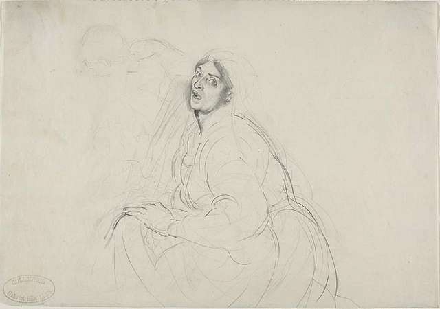 Seated Woman, and Sketch of Figure Bending Over - PICRYL Public Domain ...