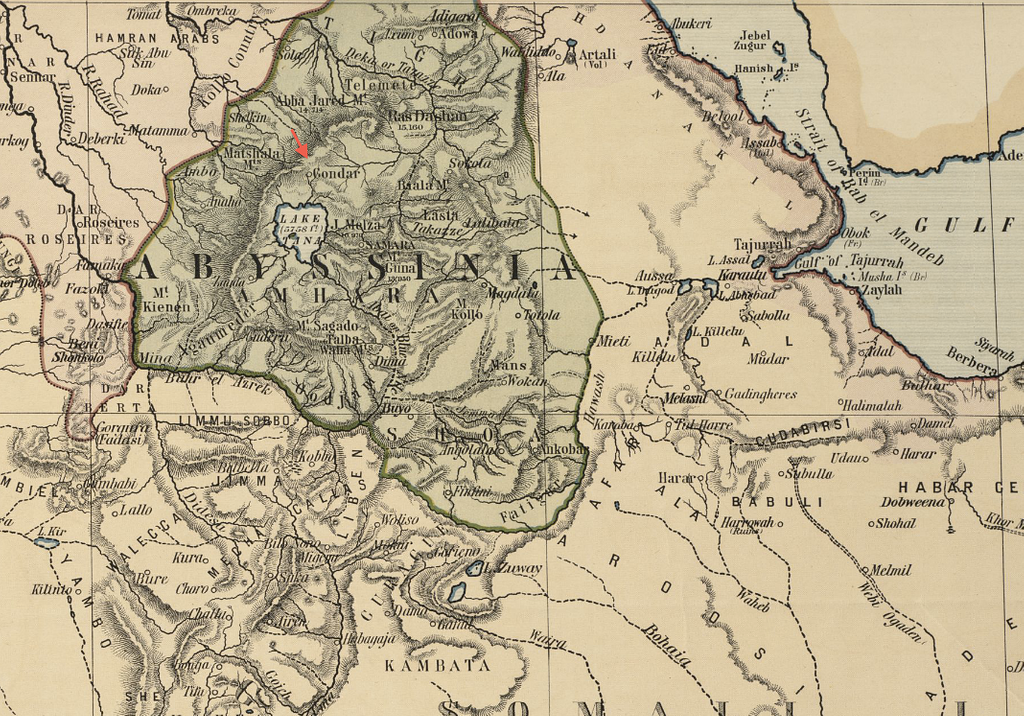 1885 Gondar Detail Map Egypt And The Basin Of The Nile By Johnston Bpl 