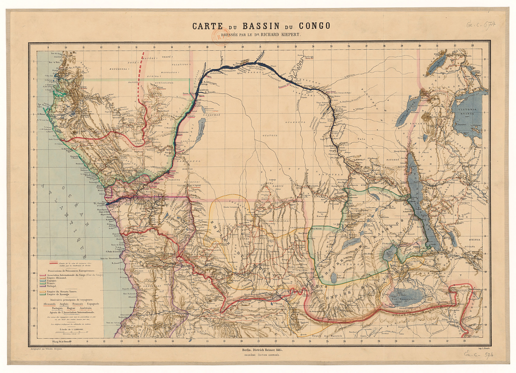 Stanley Pool. Pool Malebo. Congo. Congo Basin, 1885 antique map